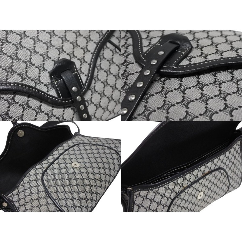 CELINE Macadam One Shoulder Hobo Bag YS Canvas Leather Gray Black - Picture 8 of 10